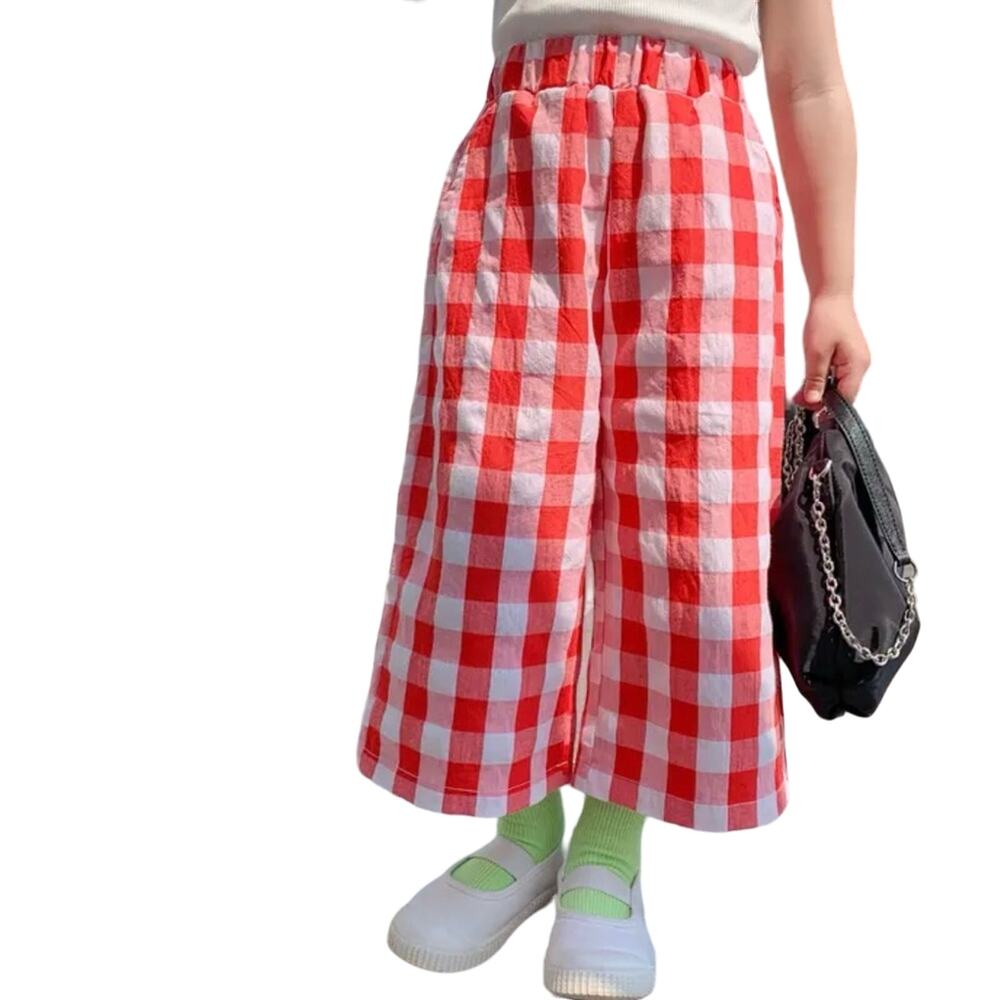 New kid’s boy’s girl’s wide leg pants checked 9-12 months